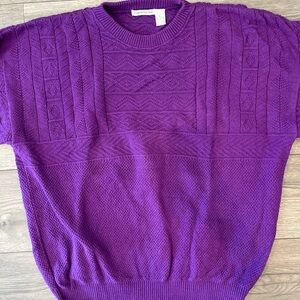 Claiborne Men’s Vintage Pullover Crewneck Knit Sweater Purple XL Cotton Heavy